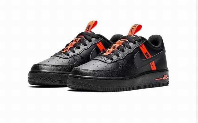 Cheap Nike Air Force 1 Black Orange Shoes Men and Women-45 - Click Image to Close